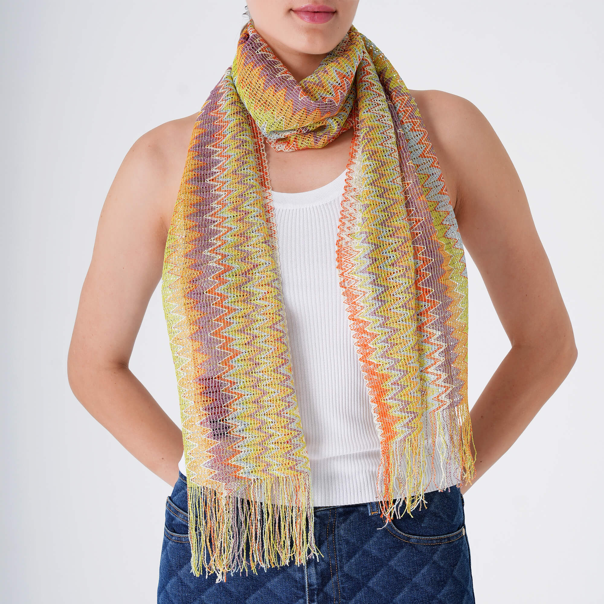 Missoni - Yellow&Orange Zigzag Viscose Shawl /Scarf